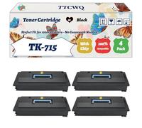 Compatible for Kyocera TK-715 Toner Cartridge Work for Kyocera KM-3050 KM-4050 KM-5050 Printers, with Chip, High Yield 44000 Pages, High-Definition Printing (4 Pack Black)