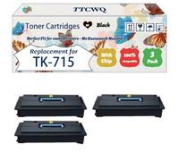 Compatible for Kyocera TK-715 Toner Cartridges Work for Kyocera KM 3050 KM 4050 KM 5050 Printers, with Chip, High Yield 34000 Pages, High-Definition Printing (3 Pack Black)
