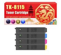 Compatible for Kyocera TK-8115 ECOSYS M8124cidn ECOSYS M8130cidn Toner Cartridge Printers, With Chip Large Capacity 12000 Pages (4-Pack BK/C/M/Y)