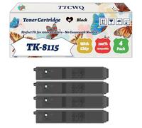 Compatible for Kyocera TK-8115 Toner Cartridge Work for Kyocera ECOSYS M8124cidn ECOSYS M8130cidn Printers, with Chip, High Yield 12000 Pages, High-Definition Printing (4 Pack Black)