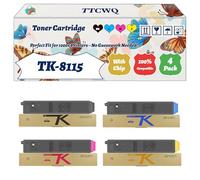 Compatible for Kyocera TK-8115 Toner Cartridge Work for Kyocera EcoSys M8124cidn M8130cin M8130cidn Printers, with Chip, High Yield 22000 Pages, High-Definition Printing (4-Pack BK/C/M/Y)