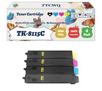 Compatible for Kyocera TK-8115C TK-8115K TK-8115M TK-8115Y Toner Cartridge Work for Kyocera EcoSys M8124cidn EcoSys M8130cin EcoSys Printers (4-Pack BK/C/M/Y)