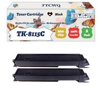Compatible for Kyocera TK-8115C TK-8115K TK-8115M TK-8115Y Toner Cartridge Work for Kyocera EcoSys M8124cidn EcoSys M8130cin EcoSys Printers (2 Pack Black)