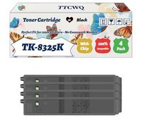 Compatible for Kyocera TK-8325K TK-8325C TK-8325M TK-8325Y Toner Cartridge Work for Kyocera TASKalfa 2551 TASKalfa Printers (4 Pack Black)