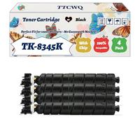Compatible for Kyocera TK-8345K TK-8345C TK-8345M TK-8345Y Toner Cartridge Work for Kyocera TASKalfa 2552ci TASKalfa 2552c TASKalfa Printers (4 Pack Black)