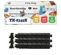 Compatible for Kyocera TK-8345K TK-8345C TK-8345M TK-8345Y Toner Cartridge Work for Kyocera TASKalfa 2552ci TASKalfa 2552c TASKalfa Printers (3 Pack Black)