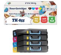 Compatible for Kyocera TK-855 Toner Cartridges Work for Kyocera TASKalfa 400ci 500ci 552ci Printers, with Chip, High Yield 35000 Pages, High-Definition Printing (4-Pack BK/C/M/Y)