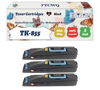 Compatible for Kyocera TK-855 Toner Cartridges Work for Kyocera TASKalfa 400ci 500ci 552ci Printers, with Chip, High Yield 35000 Pages, High-Definition Printing (3 Pack Black)