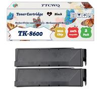 Compatible for Kyocera TK-8600 Toner Cartridge Work for Kyocera FS-C8600DN FS-C8650DN Printers, with Chip, High Yield 400000 Pages, High-Definition Printing (2 Pack Black)