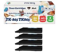 Compatible for Kyocera TK-865 TK865 Toner Cartridges Work for Kyocera TASKalfa 250ci 300ci Printers, with Chip, High Yield 30000 Pages, High-Definition Printing (4 Pack Black)