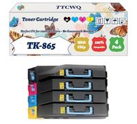 Compatible for Kyocera TK-865 Toner Cartridge Work for Kyocera TASKalfa 250ci 300ci Printers, with Chip, High Yield 30000 Pages, High-Definition Printing (4-Pack BK/C/M/Y)
