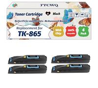 Compatible for Kyocera TK-865 Toner Cartridge Work for Kyocera TASKalfa 250ci TASKalfa 300ci Printers, with Chip, High Yield 20000 Pages, High-Definition Printing (4 Pack Black)