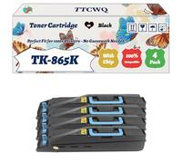 Compatible for Kyocera TK-865K TK-865C TK-865M TK-865Y Toner Cartridge Work for Kyocera TASKalfa 250ci TASKalfa Printers (4 Pack Black)