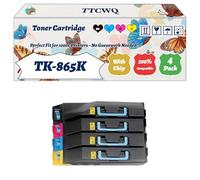 Compatible for Kyocera TK-865K TK-865C TK-865M TK-865Y Toner Cartridge Work for Kyocera TASKalfa 250ci TASKalfa Printers (4-Pack BK/C/M/Y)