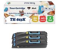 Compatible for Kyocera TK-865K TK-865C TK-865M TK-865Y Toner Cartridge Work for Kyocera TASKalfa 250ci TASKalfa Printers (3 Pack Black)