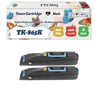 Compatible for Kyocera TK-865K TK-865C TK-865M TK-865Y Toner Cartridge Work for Kyocera TASKalfa 250ci TASKalfa Printers (2 Pack Black)