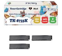 Compatible for Kyocera TK-8735K TK-8735C TK-8735M TK-8735Y Toner Cartridge Work for Kyocera TASKalfa 8353ci TASKalfa Printers (3 Pack Black)
