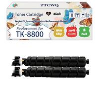 Compatible for Kyocera TK-8800 TK-8800C TK-8800M TK-8800K TK-8800Y TK8800 Toner Cartridge Work for Kyocera ECOSYS Printers (2 Pack Black)