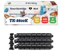 Compatible for Kyocera TK-8800K TK-8800C TK-8800M TK-8800Y Toner Cartridge Work for Kyocera EcoSys P8060cdn Printers, with Chip, High Yield 40000 Pages, High-Definition Printing (3 Pack Black)