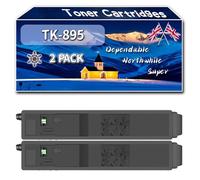 Compatible for Kyocera TK-895 Toner Cartridges, Work for Kyocera FS-C8020MFP FS-C8025MFP FS-C8520MFP FS-C8525MFP Printers, Toner Cartridges TK-895K TK-895Y TK-895M TK-895C (2 Pack Black)