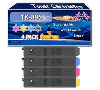 Compatible for Kyocera TK-895 Toner Cartridges, Work for Kyocera FS-C8020MFP FS-C8025MFP FS-C8520MFP FS-C8525MFP Printers, Toner Cartridges TK-895K TK-895Y TK-895M TK-895C (4-Pack BK/C/M/Y)