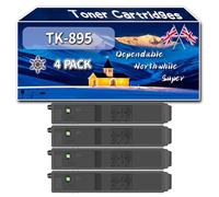 Compatible for Kyocera TK-895 Toner Cartridges, Work for Kyocera FS-C8020MFP FS-C8025MFP FS-C8520MFP FS-C8525MFP Printers, Toner Cartridges TK-895K TK-895Y TK-895M TK-895C (4 Pack Black)