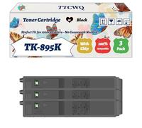 Compatible for Kyocera TK-895K TK-895C TK-895M TK-895Y Toner Cartridge Work for Kyocera FS-C8020MFP FS-C8025MFP FS-C8520MFP Printers (3 Pack Black)