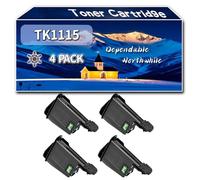 Compatible for Kyocera TK1115 Toner Cartridge, Work for Kyocera FS-1041 Mono FS-1220MFP FS-1320MFP Printers, Toner Cartridge (4 Pack Black)