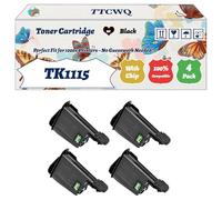 Compatible for Kyocera TK1115 Toner Cartridge Work for Kyocera FS-1041 Mono FS-1220MFP FS-1320MFP Printers, with Chip, High Yield 1600 Pages, High-Definition Printing (4 Pack Black)