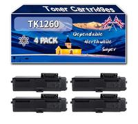 Compatible for Kyocera TK1260 Toner Cartridges, Work for Kyocera ECOSYS PA 4000 WX PA 4000 wx Plus PA 4000 x PA 4000 x Plus Printers, Toner Cartridges 1T0C150NL0 TK-1260 (4 Pack Black)