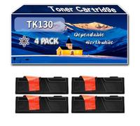 Compatible for Kyocera TK130 Toner Cartridge, Work for Kyocera FS-1028MFP FS-1128MFP FS-1300 FS-1350 Printers, Toner Cartridge (4 Pack Black)