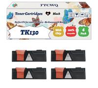 Compatible for Kyocera TK130 Toner Cartridges Work for Kyocera FS-1128MFP FS-1300D FS-1300DN FS-1350DN Printers, with Chip, High Yield 8200 Pages, High-Definition Printing (4 Pack Black)