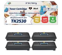 Compatible for Kyocera TK2530 Toner Cartridge Work for Kyocera KM-2530 KM-2531 KM-3035 KM-3530 KM-3531 Printers, with Chip, High Yield 40000 Pages, High-Definition Printing (4 Pack Black)