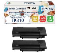 Compatible for Kyocera TK310 Toner Cartridge Work for Kyocera FS-2000D FS-2000DN FS-4000DN Printers, with Chip, High Yield 12000 Pages, High-Definition Printing (2-Pack Black)