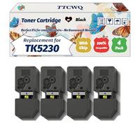 Compatible for Kyocera TK5230 Toner Cartridge Work for Kyocera Ecosys M5521cdn M5521cdw P5021 P5021cdn P5021cdw Printers, with Chip, High Yield 3600 Pages, High-Definition Printing (4 Pack Black)