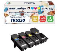Compatible for Kyocera TK5230 Toner Cartridge Work for Kyocera Ecosys M5521cdn M5521cdw P5021 P5021cdn P5021cdw Printers, with Chip, High Yield 3600 Pages, High-Definition Printing (4-Pack BK/C/M/Y)