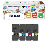 Compatible for Kyocera TK5240 Toner Cartridge Work for Kyocera ECOSYS M5526 ECOSYS P5026 Printers, with Chip, High Yield 4000 Pages, High-Definition Printing (4-Pack BK/C/M/Y)