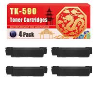 Compatible for Kyocera TK590 ECOSYS P6026cdn FS-C2026 FS-C2026MFP FS-C2026MFP+ Toner Cartridges Printers, With Chip Large Capacity 8000 Pages (4 Pack Black)