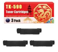 Compatible for Kyocera TK590 FS-C2126 FS-C2126MFP FS-C2526MFP FS-C2626MFP FS-C5250 FS-C5250DN Toner Cartridges Printers, With Chip Large Capacity 8000 Pages (3 Pack Black)
