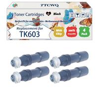 Compatible for Kyocera TK603 Toner Cartridges Work for Kyocera KM-4530 KM-5530 KM-6330 KM-7530 Printers, with Chip, High Yield 36000 Pages, High-Definition Printing (4 Pack Black)