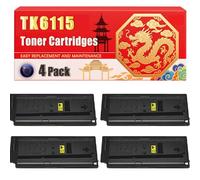 Compatible for Kyocera TK6115 ECOSYS M4125idn M4132idn Toner Cartridges Printers, With Chip Large Capacity 25000 Pages (4 Pack Black)