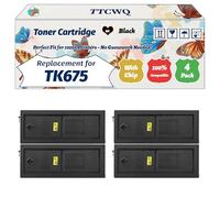 Compatible for Kyocera TK675 Toner Cartridge Work for Kyocera KM-2540 KM-2560 KM-3040 KM-3060 Printers, with Chip, High Yield 20000 Pages, High-Definition Printing (4 Pack Black)