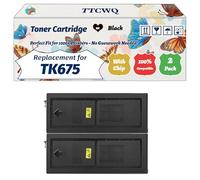 Compatible for Kyocera TK675 Toner Cartridge Work for Kyocera KM-2540 KM-2560 KM-3040 KM-3060 Printers, with Chip, High Yield 20000 Pages, High-Definition Printing (2-Pack Black)