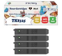Compatible for Kyocera TK8325 Toner Cartridges Work for Kyocera TASKalfa 2551 ci Printers, with Chip, High Yield 18000 Pages, High-Definition Printing (4 Pack Black)