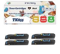 Compatible for Kyocera TK855 Toner Cartridges Work for Kyocera TASKalfa 400ci 500ci 552ci Printers, with Chip, High Yield 25000 Pages, High-Definition Printing (4 Pack Black)