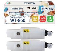 Compatible for Kyocera WT-860 Waste Box Work for Kyocera TASKalfa 3050CI 3551CI 3051CI 3550CI Printers, with Chip, High Yield 25000 Pages, High-Definition Printing (2-Pack Black)