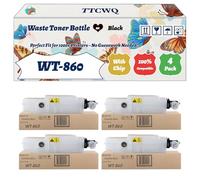 Compatible for Kyocera WT-860 Waste Toner Bottle Work for Kyocera TASKalfa 4550ci 5500i 5550ci 3501i Printers, with Chip, High Yield 35000 Pages, High-Definition Printing (4 Pack Black)