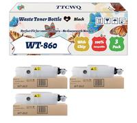 Compatible for Kyocera WT-860 Waste Toner Bottle Work for Kyocera TASKalfa 4550ci 5500i 5550ci 3501i Printers, with Chip, High Yield 35000 Pages, High-Definition Printing (3 Pack Black)