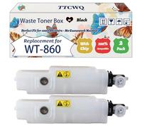 Compatible for Kyocera WT-860 Waste Toner Box Work for Kyocera Ecosys FS-8650DN C8600DN Printers, with Chip, High Yield 40000 Pages, High-Definition Printing (2-Pack Black)