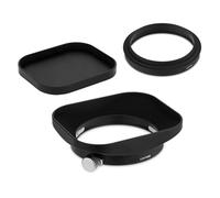 Compatible For Leica D-LUX 8 Metal Lens Hood | Square shape, screw-in mounting, universal 43mm thread size(BLACK)
